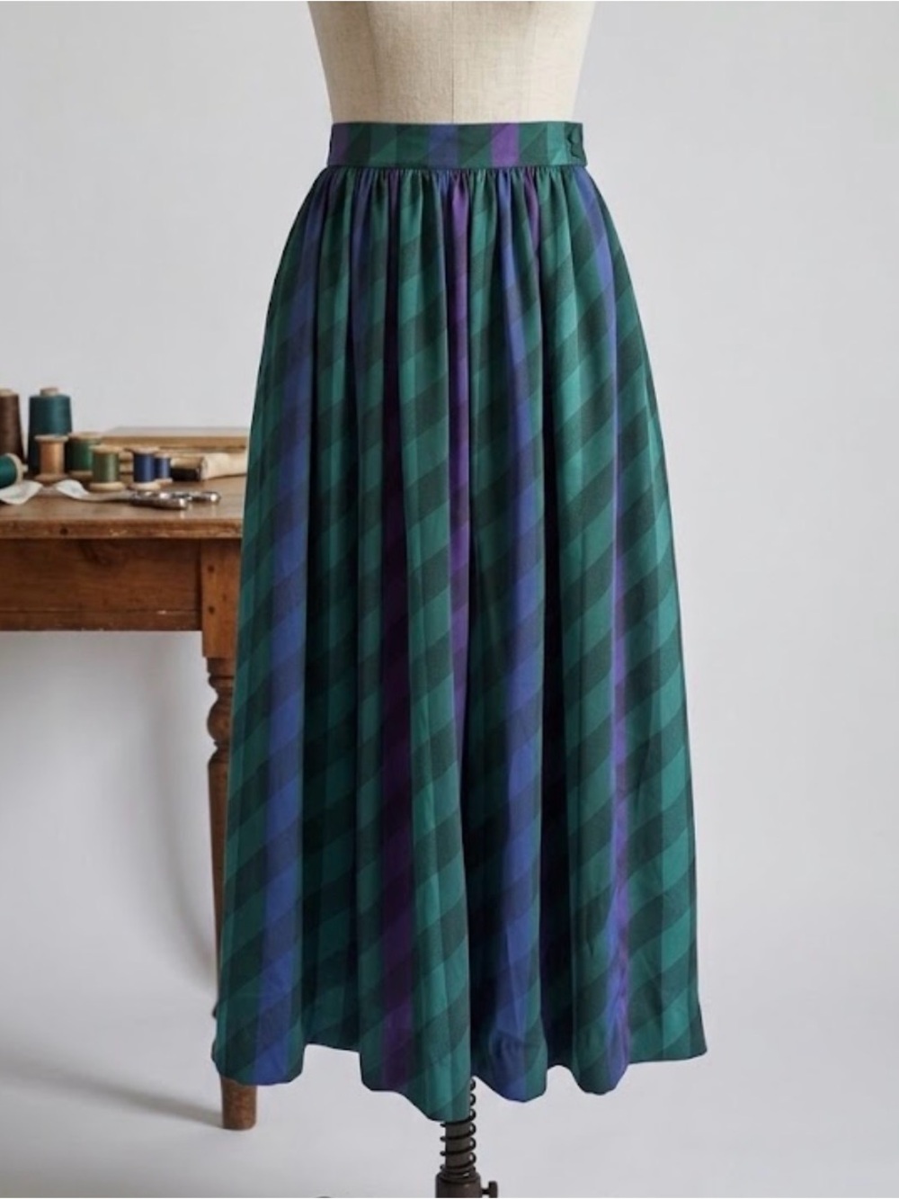 Vintage Prophecy Plaid Midi Skirt 80s 90s Pockets Jewel Tones Holiday Academia 8